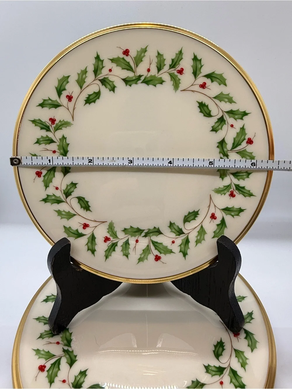 Lenox Holiday Bread and Butter Plates with Gold Trim- Three (3)